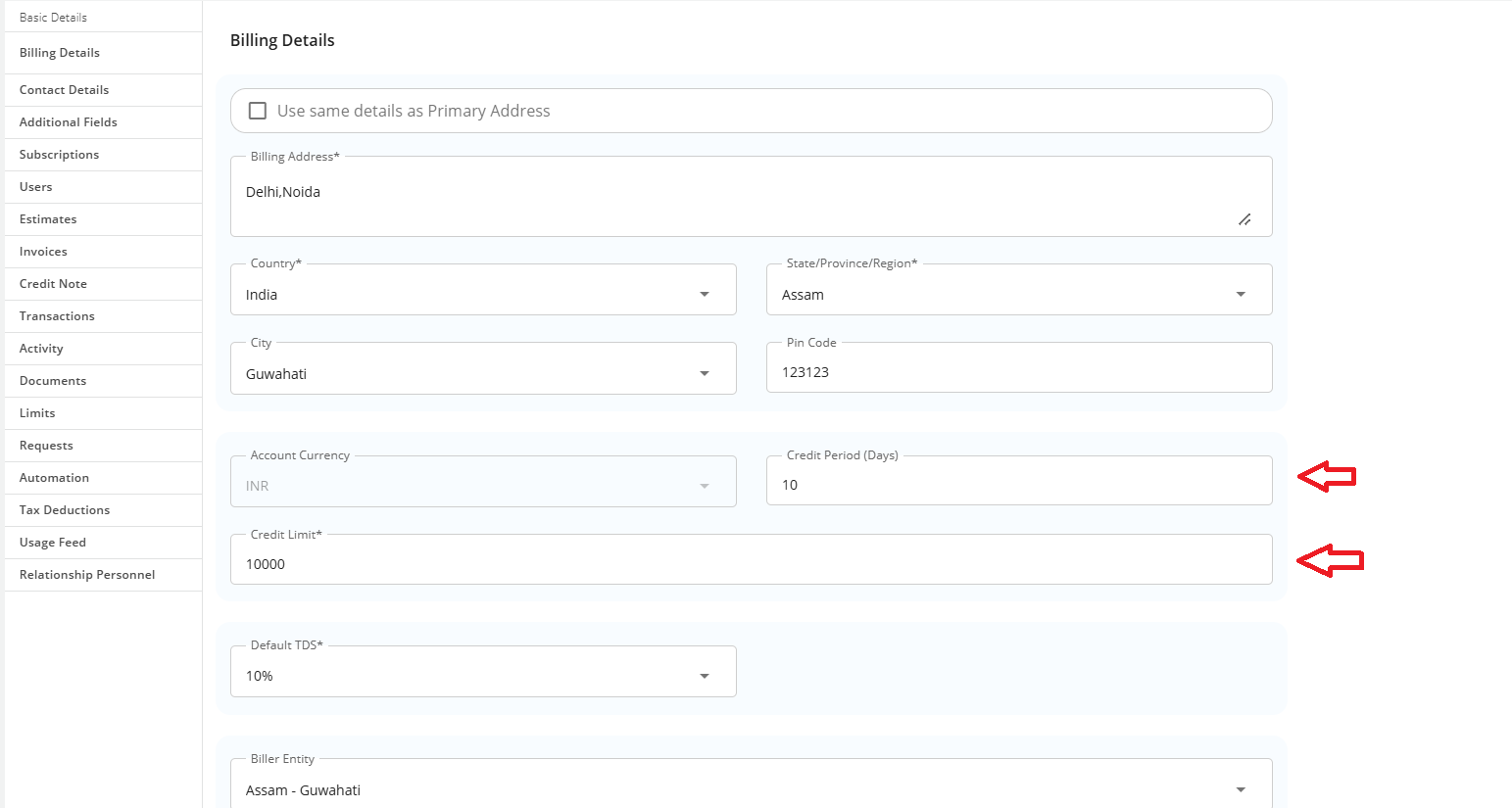 Updating Credit Limit