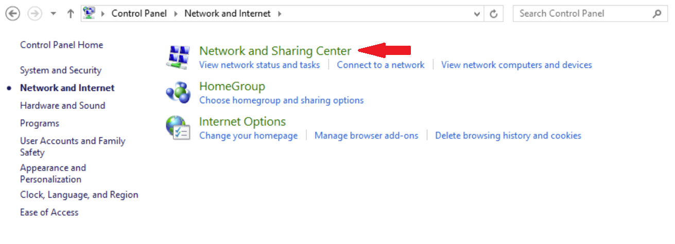 Network and Sharing Center