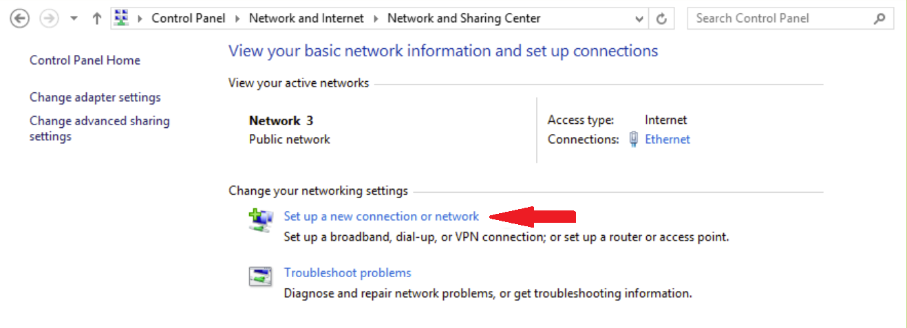 Set up a new connection or network