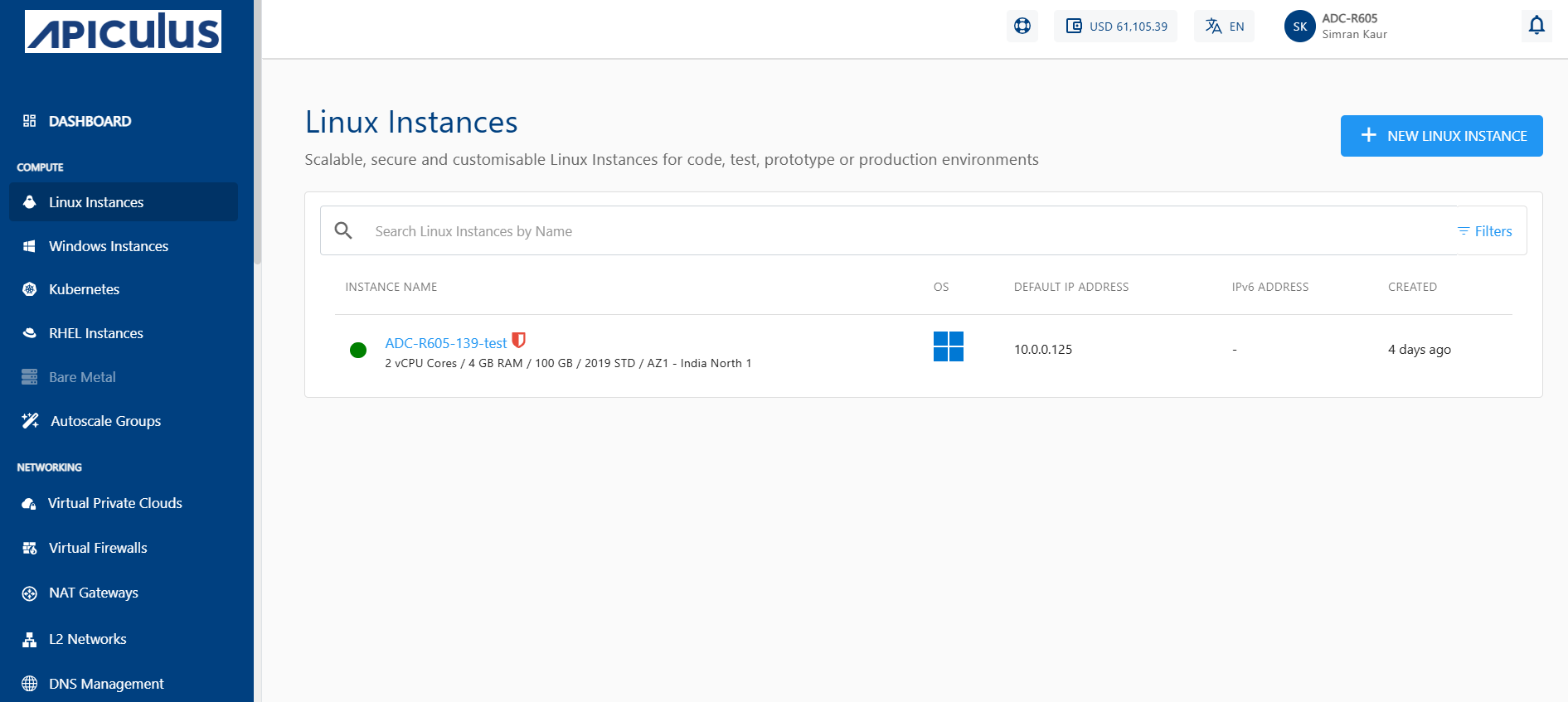 Create Linux Instance