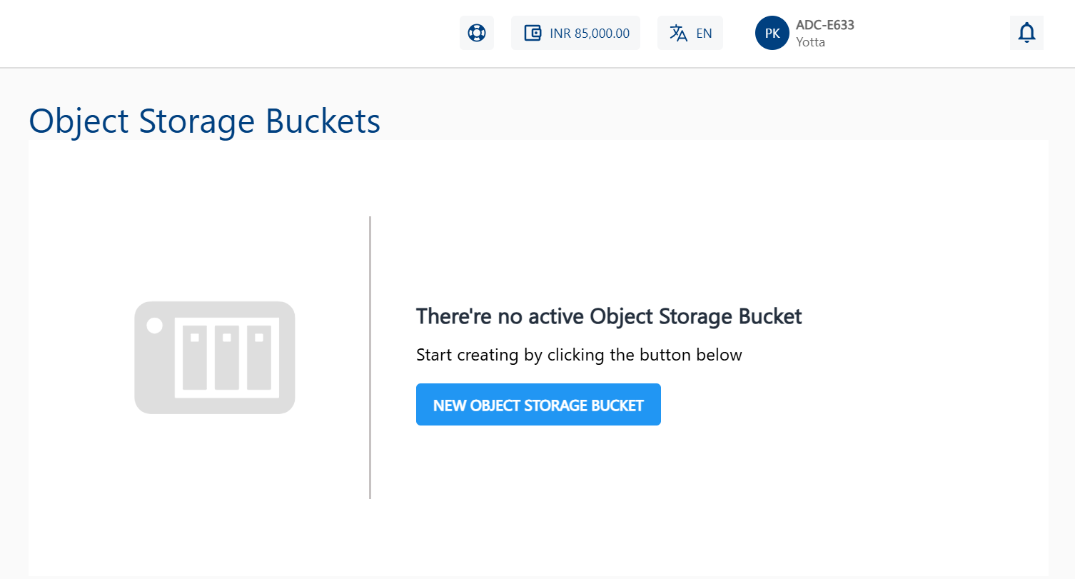 New Object Storage Button